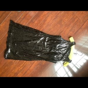 Black sequin evening dress